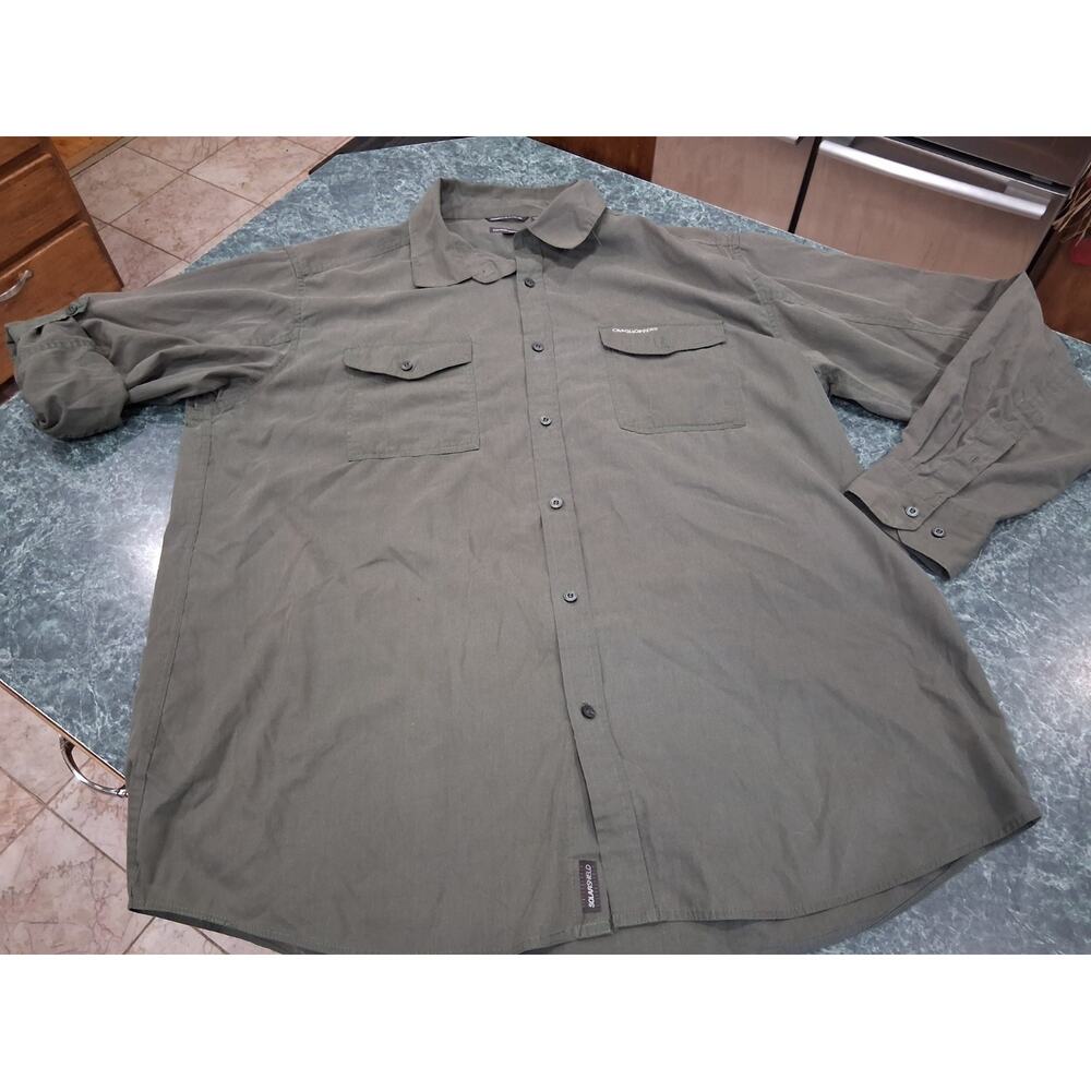 Craghoppers Men's Hiking Utility Safari Button Up Shirt Solarshield XXL Olive